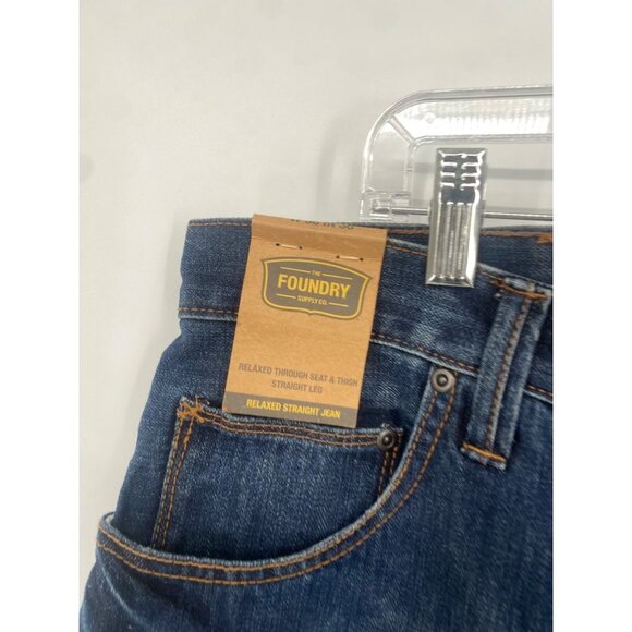 New The Foundry Supply Co Men Denim Relaxed Straight MEDIUM WASH Jeans 38x38 - Picture 3 of 5